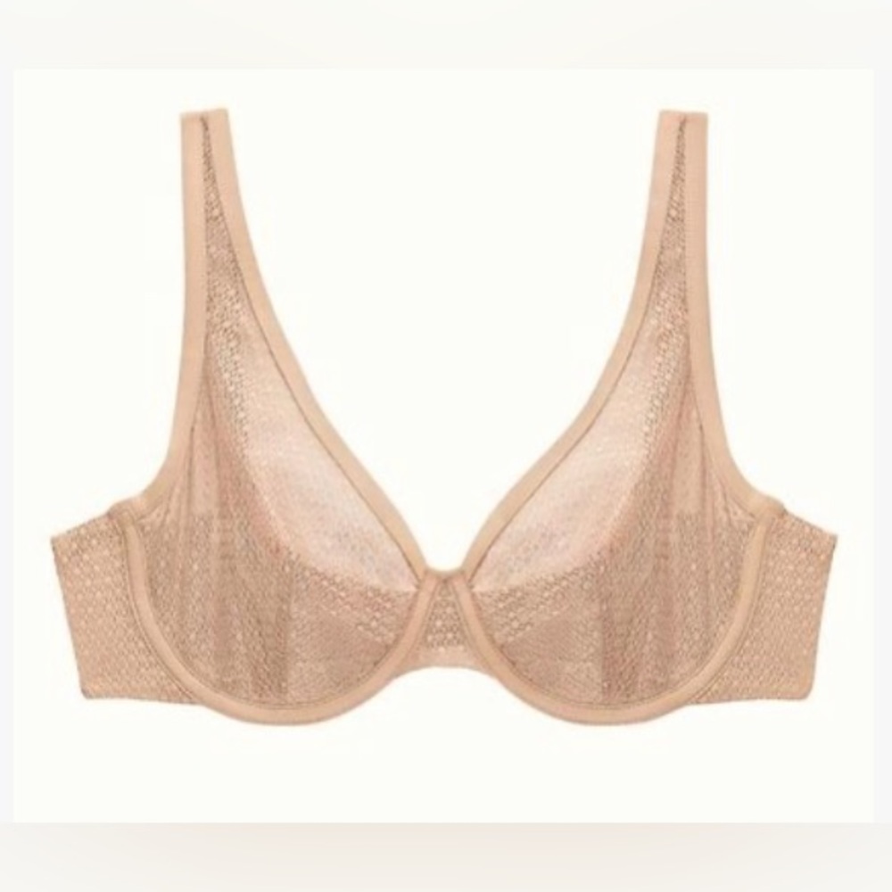 ThirdLove | Taupe Modern Mesh Unlined Scoop Bra. 34E